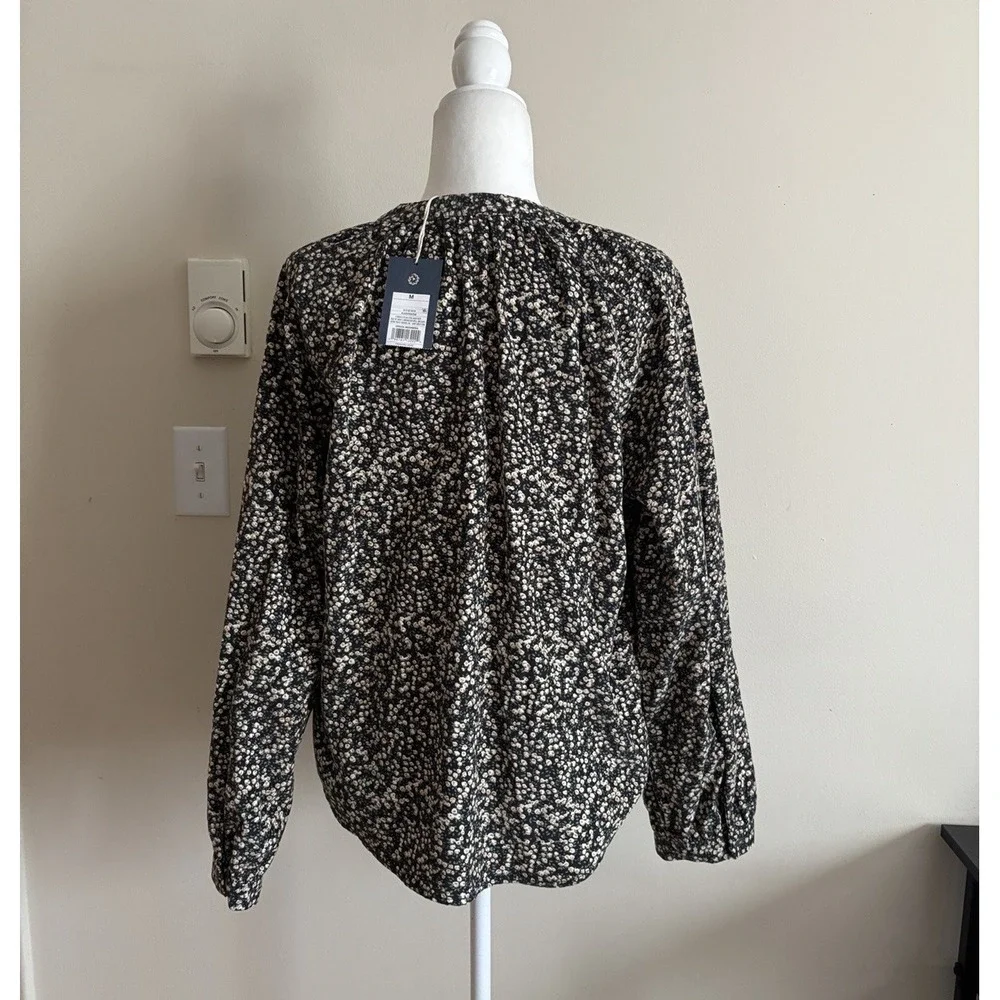 NWT Universal Thread Womens Medium 100% Cotton Floral Corduroy Top Black Green